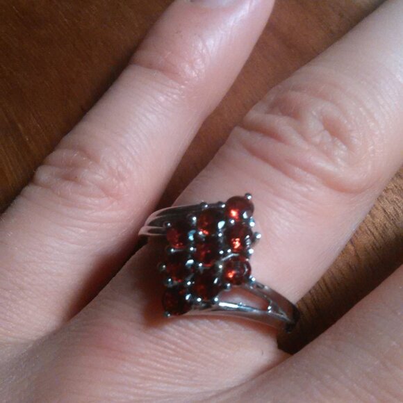 Mozambique Garnet Stainless Steel Ring (Size 7) - Picture 2 of 13